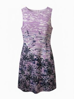 Lilly Pulitzer Lilac and Navy Palm Print Sleeveless Dress